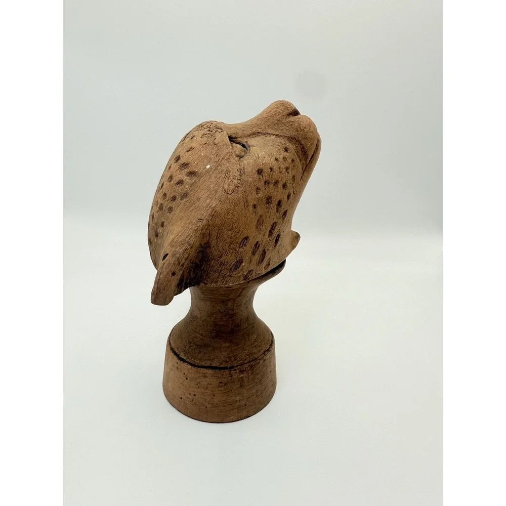 Wooden Carved Leopard Jaguar Figurine Head Marked ADR Bath/ Hand Towel Holder??